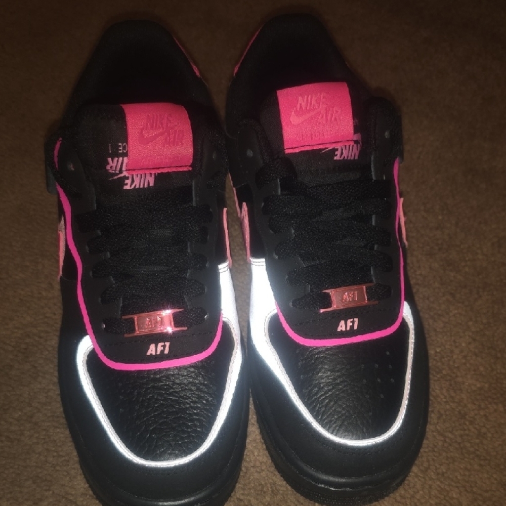 Nike Kids Black and Pink AF1 Sneakers